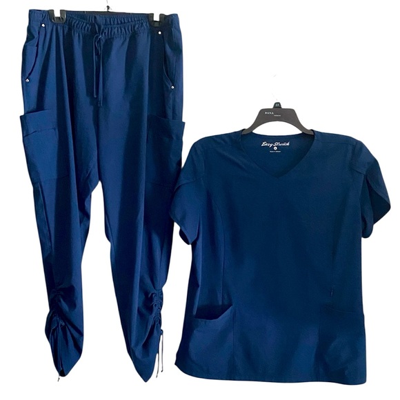 Easy Stretch Women's Navy Blue Scrub Jogger Set Size Large/XL - Picture 1 of 10